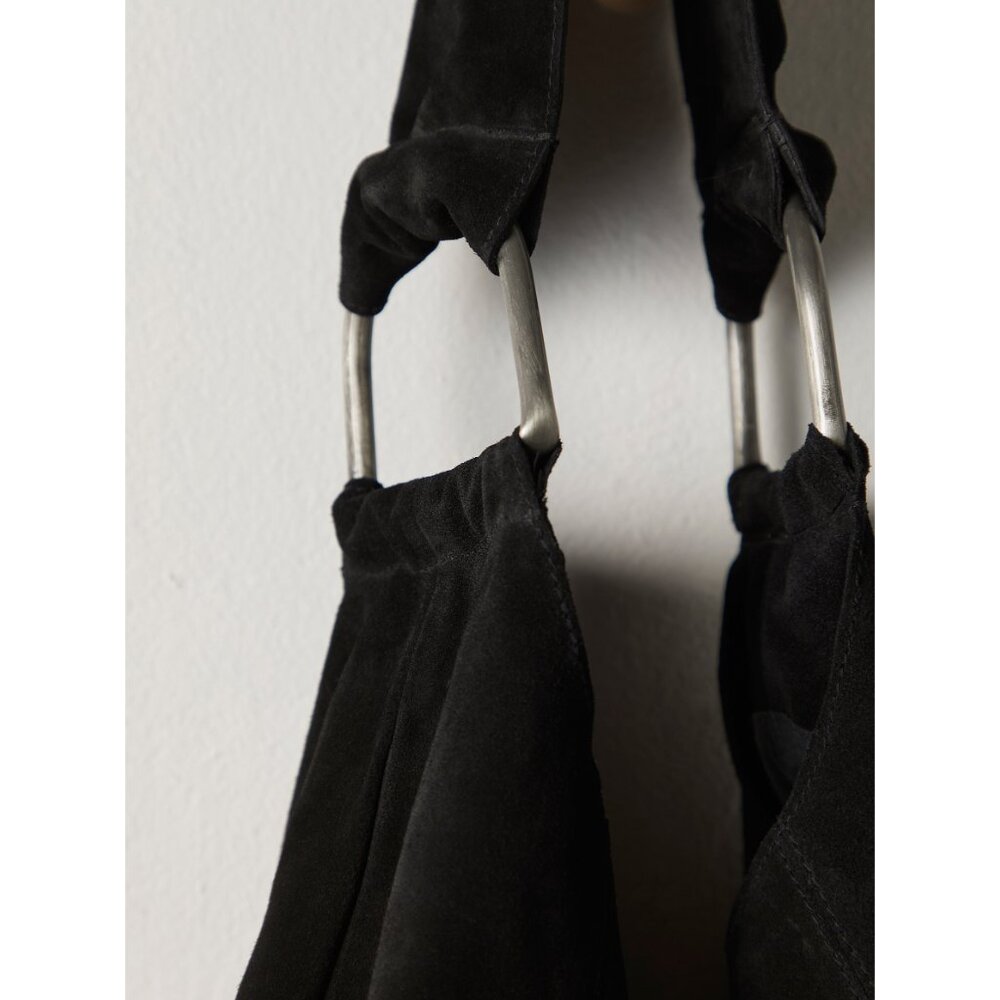 FREE PEOPLE Bobbi Slouch Suede Tote / Black - Picture 8 of 9